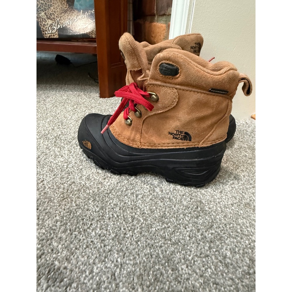 The North Face Alpenglow IV Waterproof Winter Boots Tan Black Red  2Y